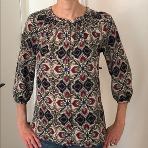 Banana Republic Textile Pattern 3/4 Sleeve Blouse